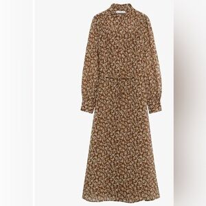 Mango Brown Floral Long Sleeve Dress